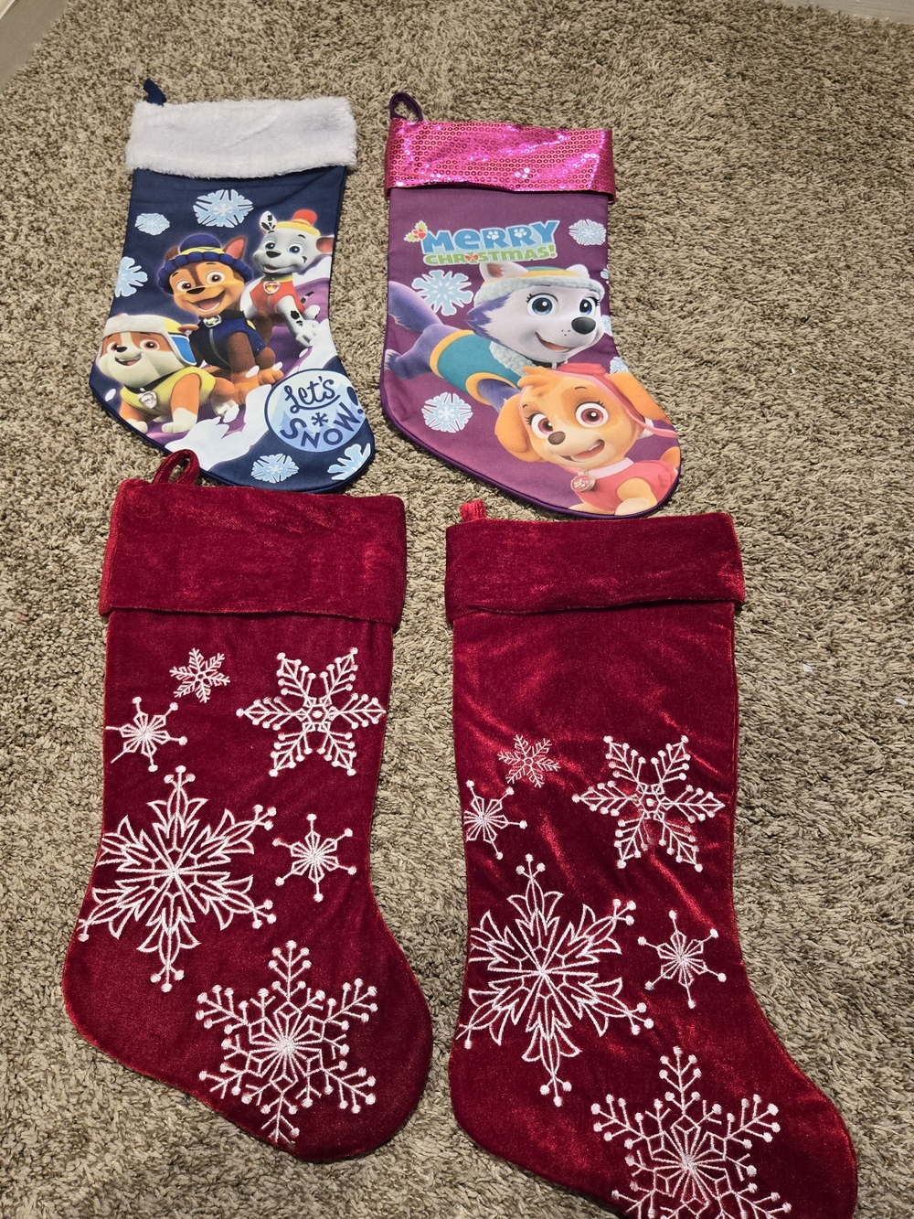 Paw Patrol And Snowflake Holiday Stocking Set Of 4